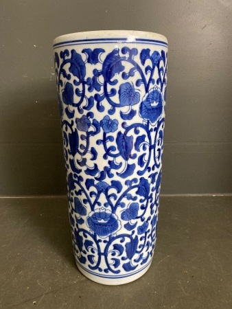 Blue and White Ceramic Umbrella Pot