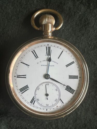 Gold plate keyless pocket watch circa 1930