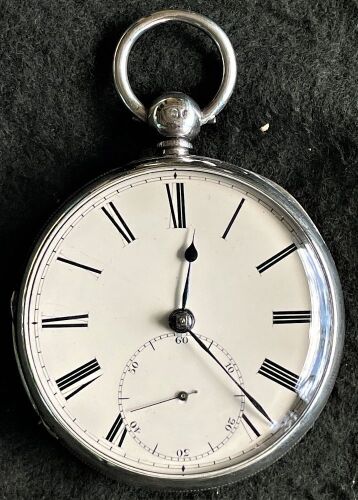 Antique silver fusee key-wind pocket watch 1859