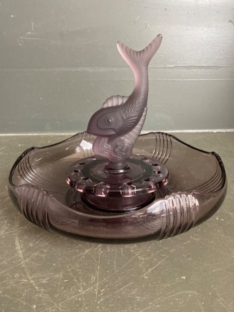 Art Deco Joseph Inwald purple float bowl with fish