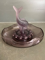 Art Deco Joseph Inwald purple float bowl with fish - 2