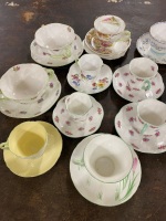 Selection of cups and saucers mainly Shelly England  - 2