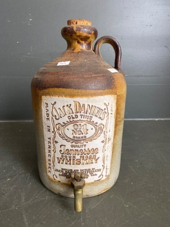Jack Daniels stone ware jug with brass tap
