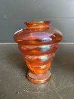 2 Ribbed Marigold carnival bowl and vase - 2