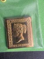 First stamp issue 24 carat gold electro plated on stirling silver Great Britain - 2