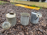 3 Vintage Galvanised Tin Watering Cans - 1 Willow Brand