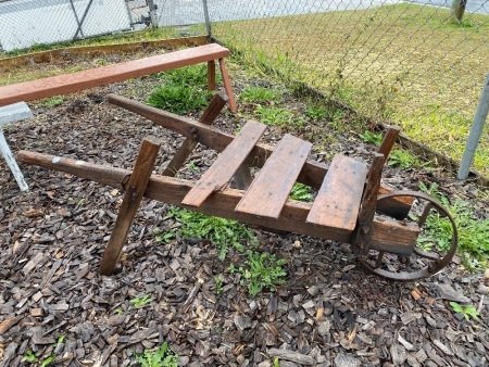 Antique Sack Barrow with Iron Wheel - app. 550mm(W) x 1560mm(L)