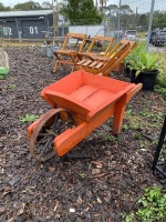 Red wooden garden wheelbarrow - 2