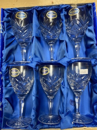 Set of 6 bohemian Crystal glasses