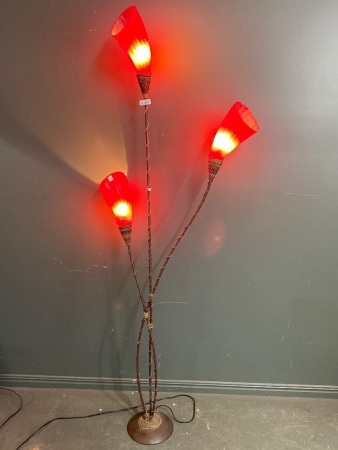 Retro Red Floor Standing Lamp on Heavy Metal Base