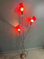 Retro Red Floor Standing Lamp on Heavy Metal Base - 2