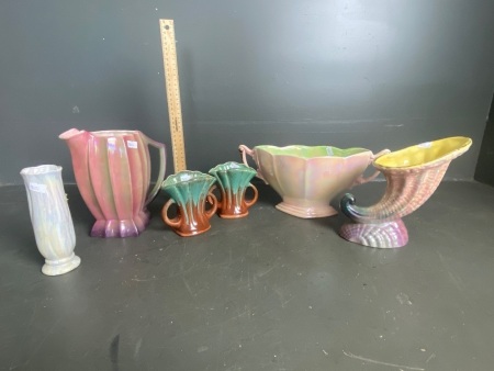 Selection of Art Deco vases and jug