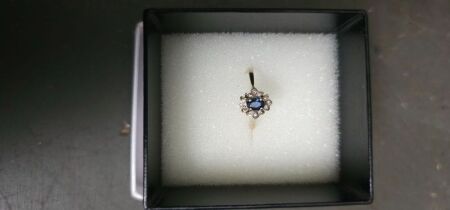 9CT Diamond & Sapphire Ring