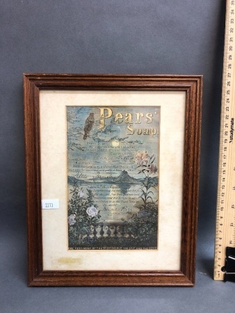 Antique Framed Original Pears Advertsing Print with Testimonial by Lillie Langtry
