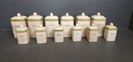 Set of Japanese Ceramic Pantry Canisters