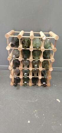 Wooden Wine Rack with Bottles