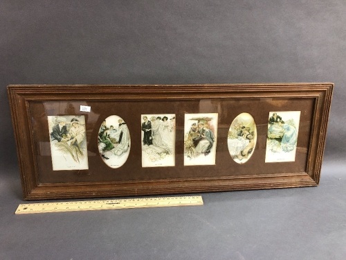 Vintage Framed Collection of Wedding Postcards