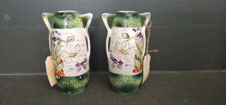 2 x Nippon Hand-painted Vases