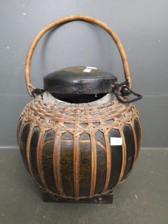 Asian Cane Lacquered Basket