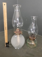 2x Kerosene Lamps, Enamel Pot and Small Old Wooden Chest - 2