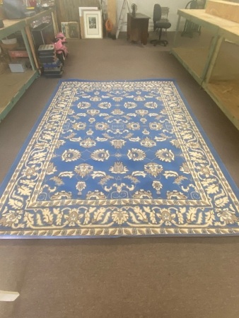 Large blue floor rug