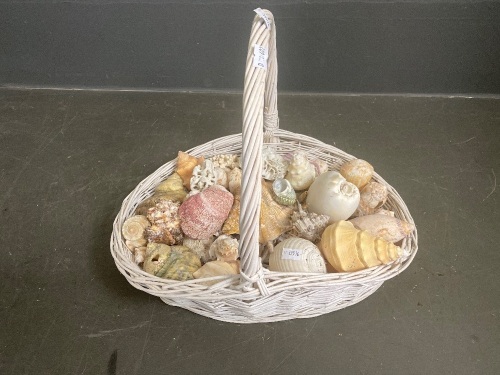 White Basket of Sea Shells