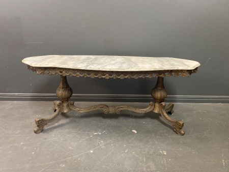 Ornate Copper Based Marble Topped Occasional Table