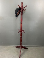 Tall Wooden Hat/ Coat Stand + Hat