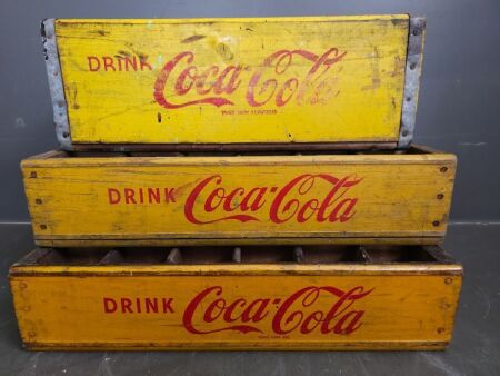 Three Vintage Coca Cola Crates