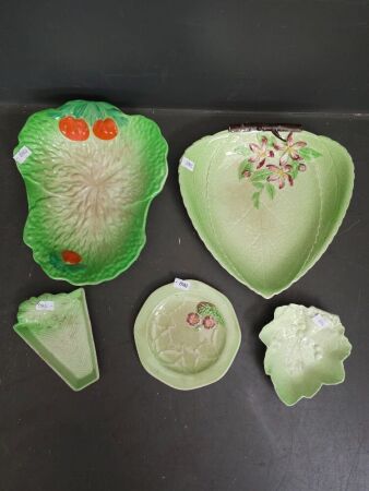 Selection of 5 Green Decorative Plates