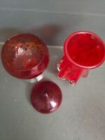 Large Red Murano Vase & Red Goblet - 2