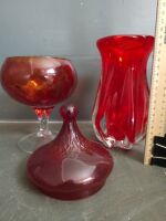 Large Red Murano Vase & Red Goblet - 3