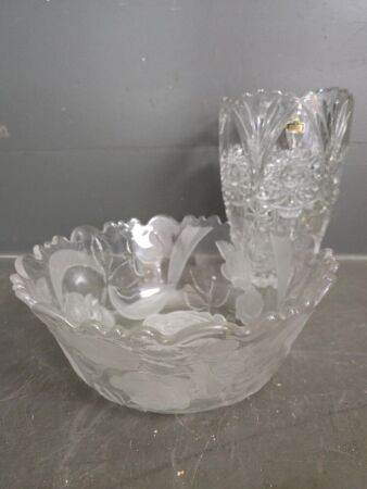 Large CASA Glass Bowl and Crystal Vase