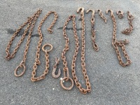Vintage Collection of Short Chains with Hand Forged Hooks and Rings - 2