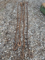 4 x 9ft Bullock Chains with Hand Forged Hooks - 1 hook missing - 2