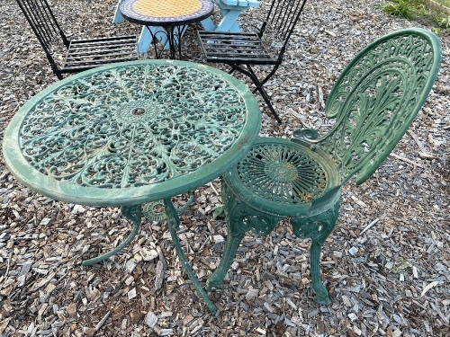 Painted Cast Alloy Table and Chair