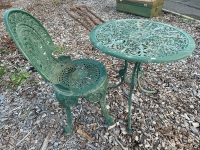 Painted Cast Alloy Table and Chair - 2