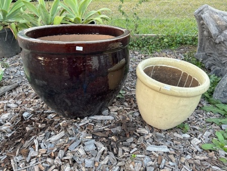 2 Glazed Terracotta Pots