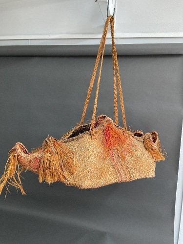 Large Hand Woven Ceremonial Shell Money Basket from PNG