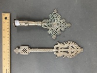 2 Ancient Hand Cast & Cut Ethiopian Orthodox Procession Crosses - 3