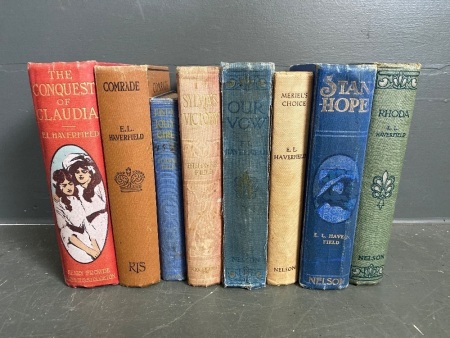 Selection of 8 hardcover books by popular 1920s writer EL Haverfield