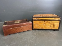 Two Hand Carved Asian Jewel Boxes - 3