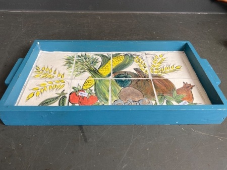 Handmade Tile Tray Mid Century Vegetable Design