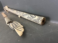 Carved and Incised Bone Blowpipe in the shape of a Dragon - 5