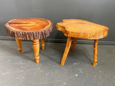 2 Wooden Slab Stools/Tables