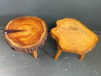 2 Wooden Slab Stools/Tables - 2