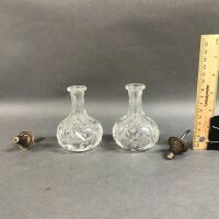 Pair of Cut Crystal Bitters Bottles with Sterling Silver Tops - 2