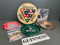 Selection of Barware inc Three Trays, Miller Genuine Draft Pool Ball Display and Coasters - 2