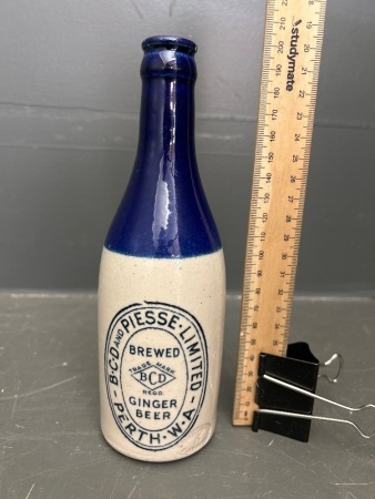 B.C.D and Piesse ltd (Perth W.A) Stone Ginger Beer Bottle