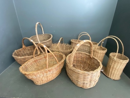 7 Vintage Cane Baskets